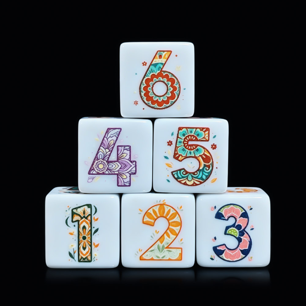 Party Games App - 12 dés imprimés Mandala Floral D6,